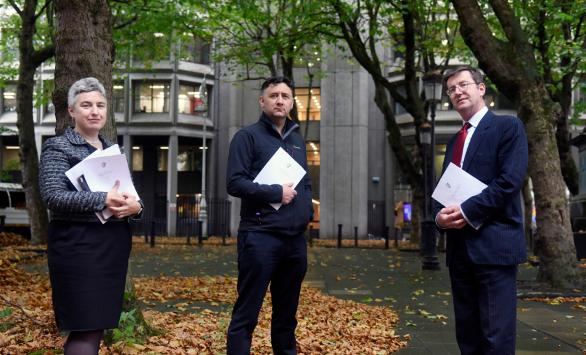 Green Party Spokesperson for Housing, Francis Noel Duffy TD, Deirdre Ní Fhloinn and Conor Linehan launch Defective Dwellings Bill 2021.