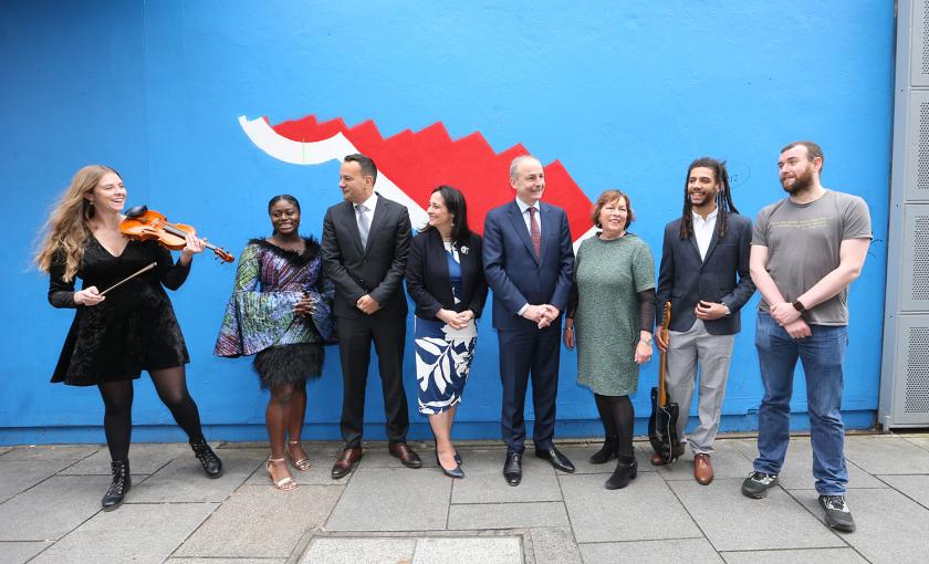 Minister Catherine Martin at the launch of the Basic Income for the Arts Pilot Scheme