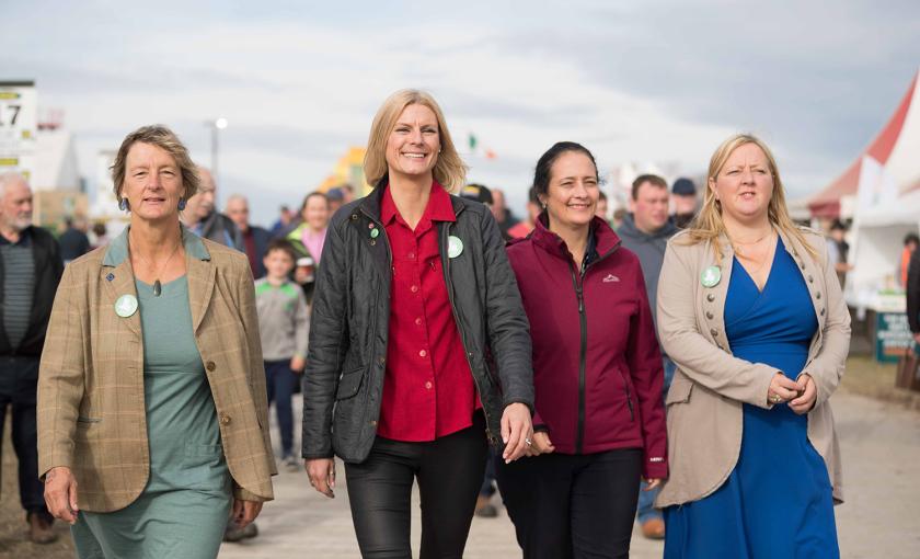Grace O'Sullivan, Pippa Hackett, Catherine Martin, Roisin Garvey at the Ploughing 2022