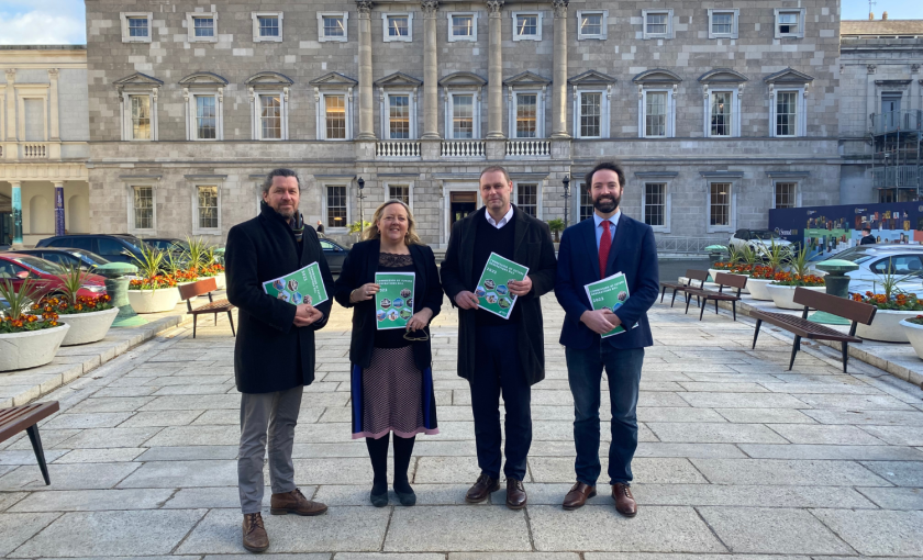 Steven Matthews, Roisin Garvey, Marc O'Cathasaigh, and Brian Leddin at the launch of the Future Generations Commission PMB launch 