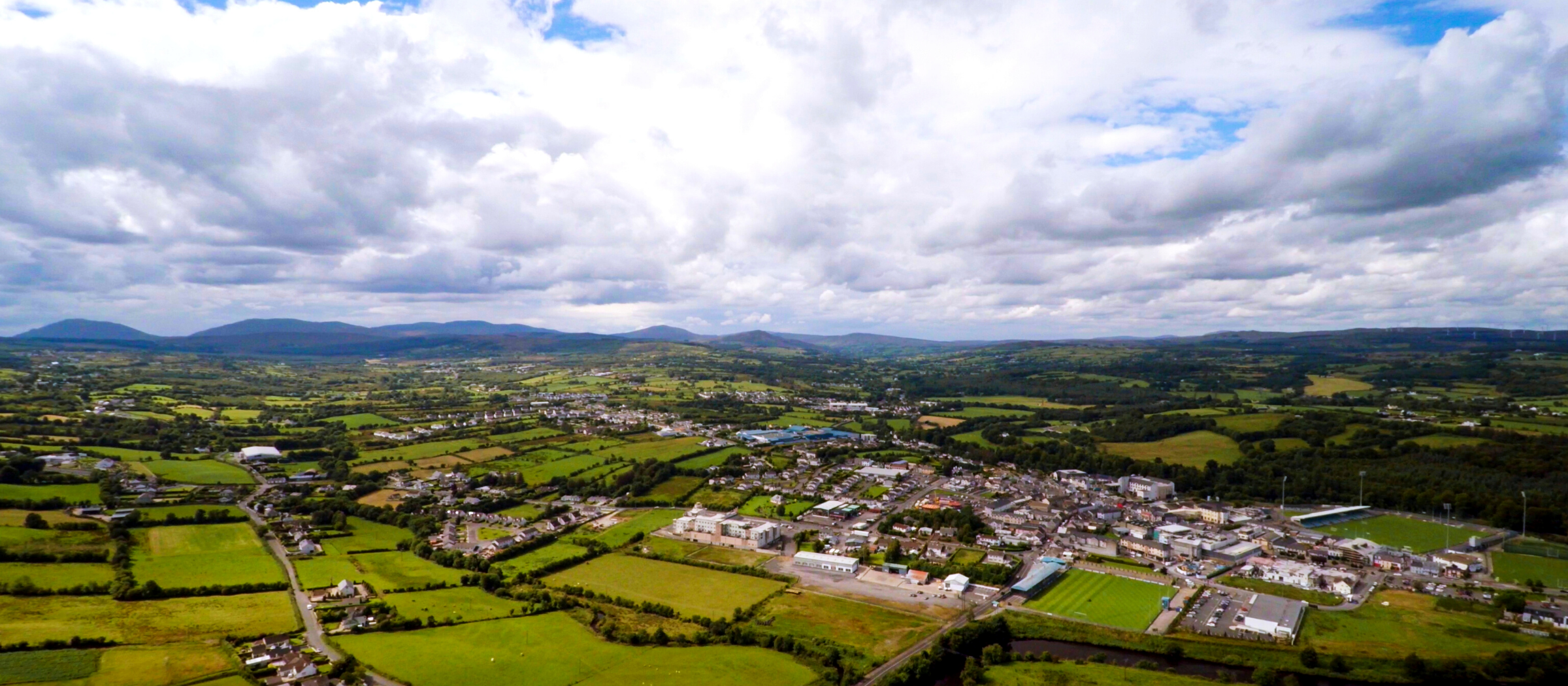 Aerial view of houses in Ireland