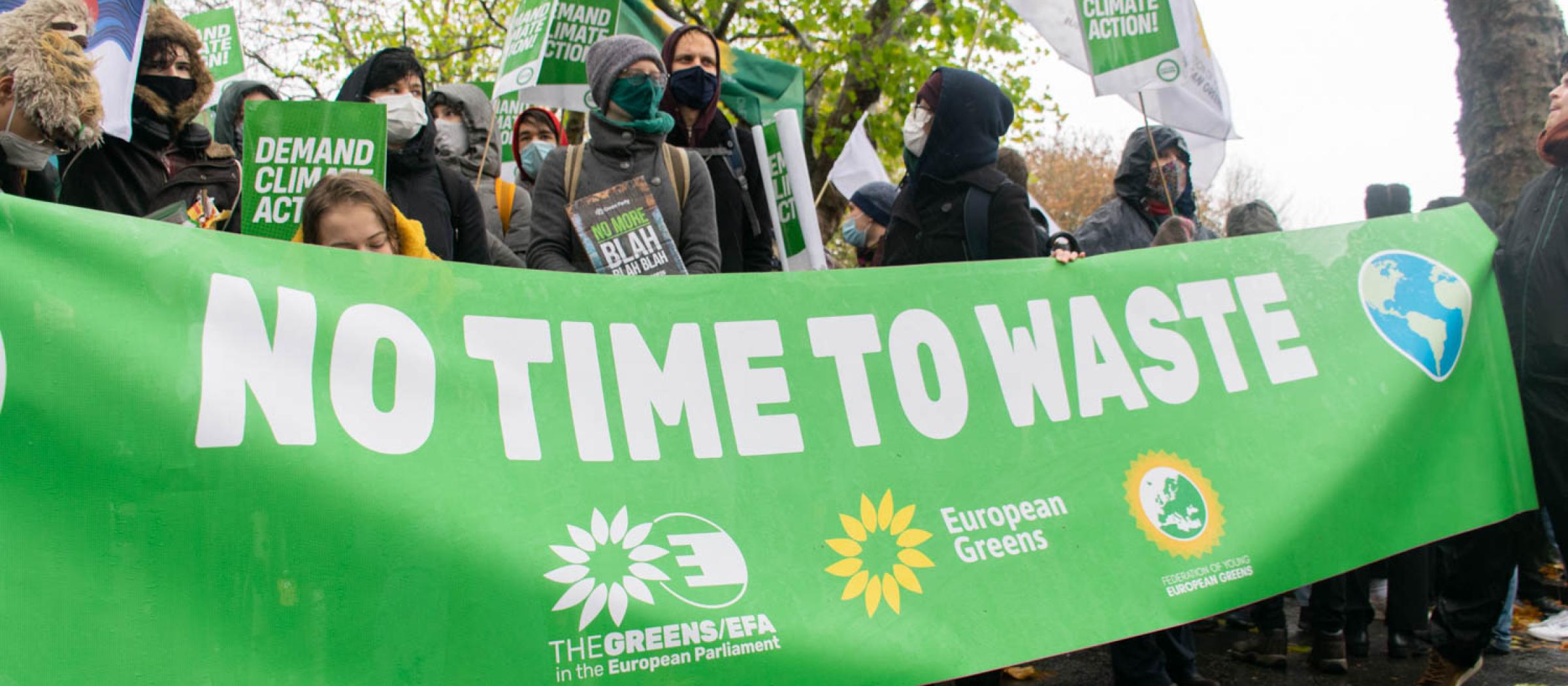 The European Green Party matches at COP26 in Glagow, November 2021