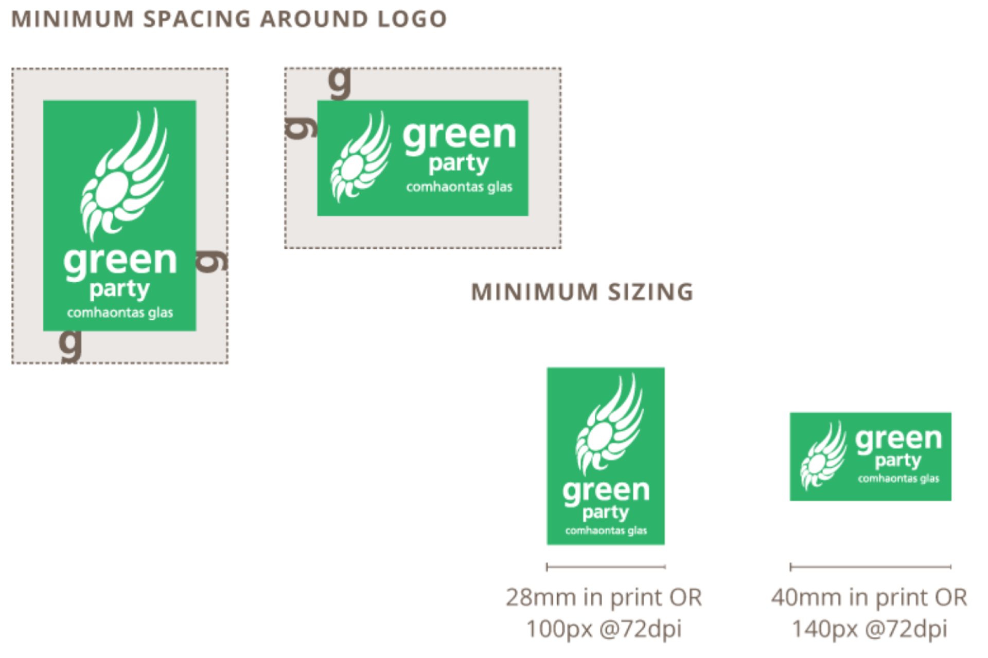 Green Party logo size and spacing