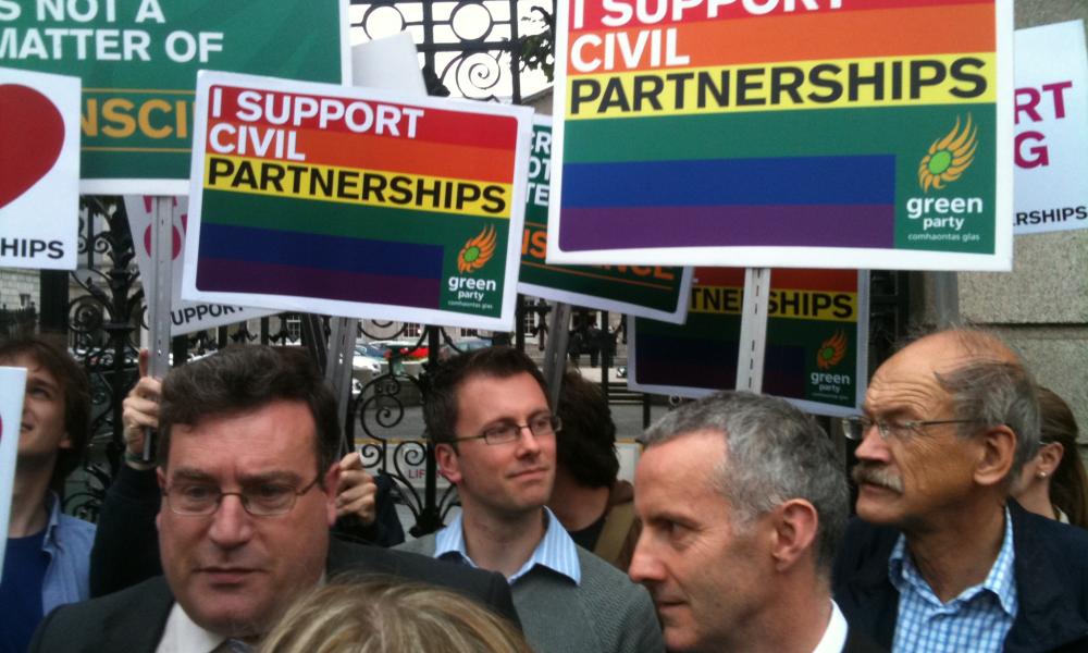 Green Party demonstrates in support of Civil Partnerships