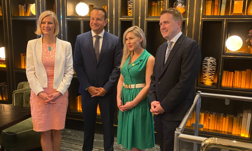 Ministers Pippa Hackett, Leo Varadkar and James Browne announce a new €55m ‘Green Transition’ fund to help businesses move away from fossil fuels and towards more sustainable, cheaper alternatives. 