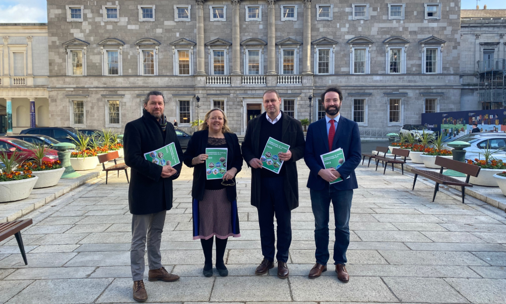 Steven Matthews, Roisin Garvey, Marc O'Cathasaigh, and Brian Leddin at the launch of the Future Generations Commission PMB launch 