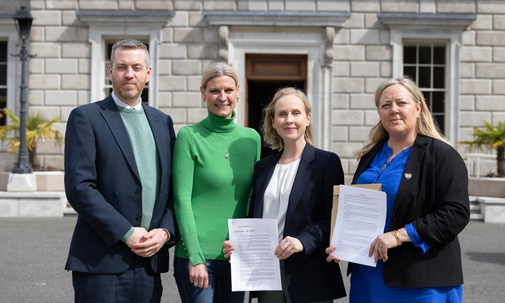 Mal, Pippa, Roisin & Pauline outside Leinster House