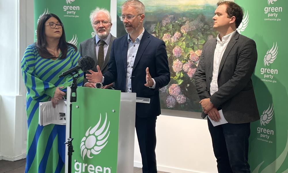 Roderic O’Gorman speaking at the Greens alternative budget launch for Budget 2026