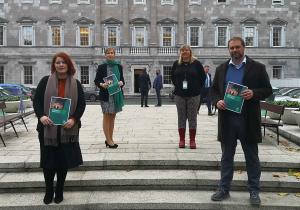 Neasa Hourigan TD, Senators Pauline OReilly and Roisin Garvey, and Marc Ó Cathasaigh TD launch the Green Party's position paper on a well being economy.jpg 