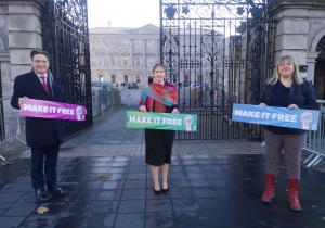 Green Party Senators Pauline O'Reilly, Vincent P Martin and Róisín Garvey bring a motion for free contraceptive to the Seanad in December 2020