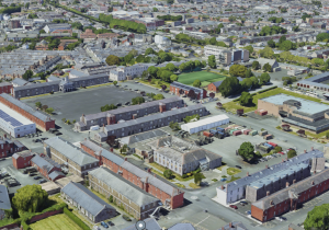 Aerial view of Cathal Brugha Barracks in Rathmines, Dublin 6