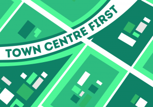 A graphic for the Town Centre First policy.
