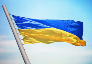 The flag of Ukraine.