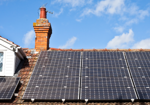 Solar panels on the roof of a house