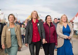 Grace O'Sullivan, Pippa Hackett, Catherine Martin, Roisin Garvey at the Ploughing 2022