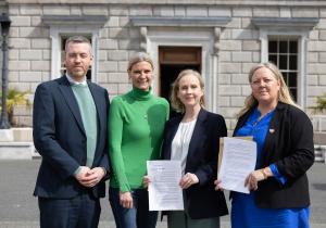 Mal, Pippa, Roisin & Pauline outside Leinster House