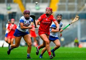 Cork vs. Waterford camogie action