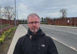 Roderic O'Gorman TD outside the Meta data centre, Clonee.